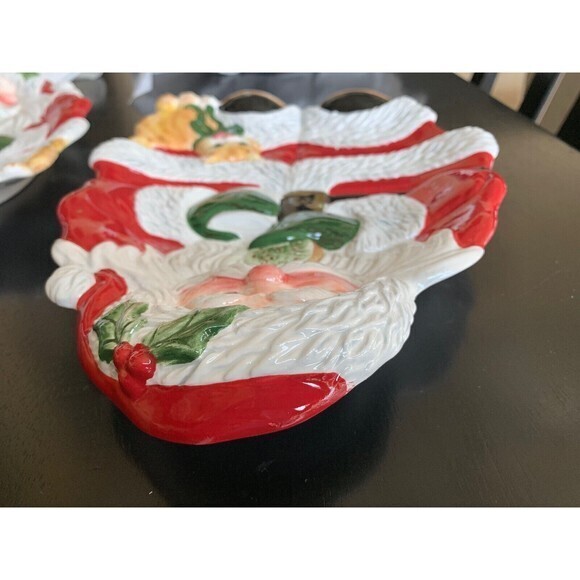 2 Fitz & Floyd Classics Santa Canape Dessert Cookie Plate Kitten‎ Kitty 2004 - Picture 8 of 11